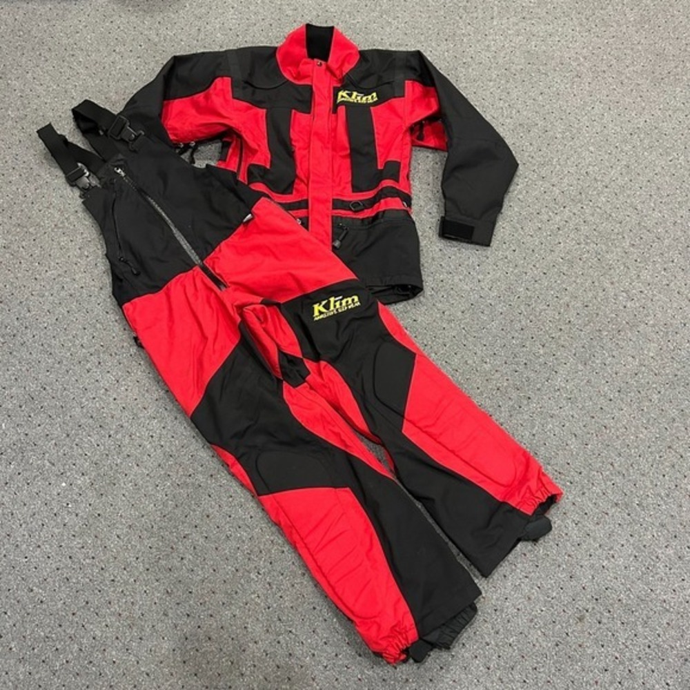 Klim Aggressive Sled Wear 2 Piece Set Bibs And Jacket Red Gore-Tex Mens Small